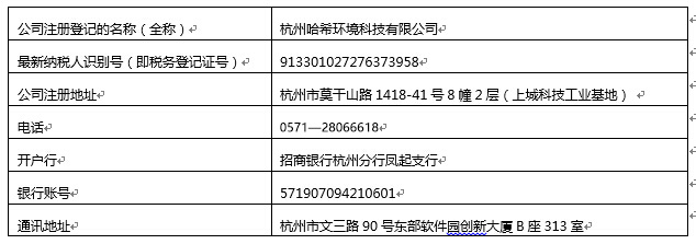 关于更名为杭州哈希环境科技有限公司的通告